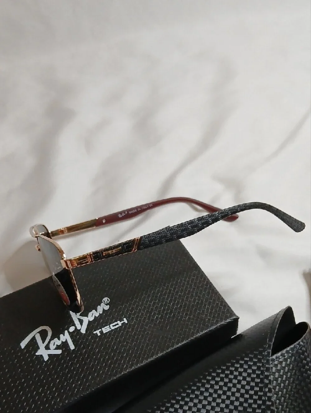 Ray-Ban Black and Brown Tech Aviator Polarized Sunglasses